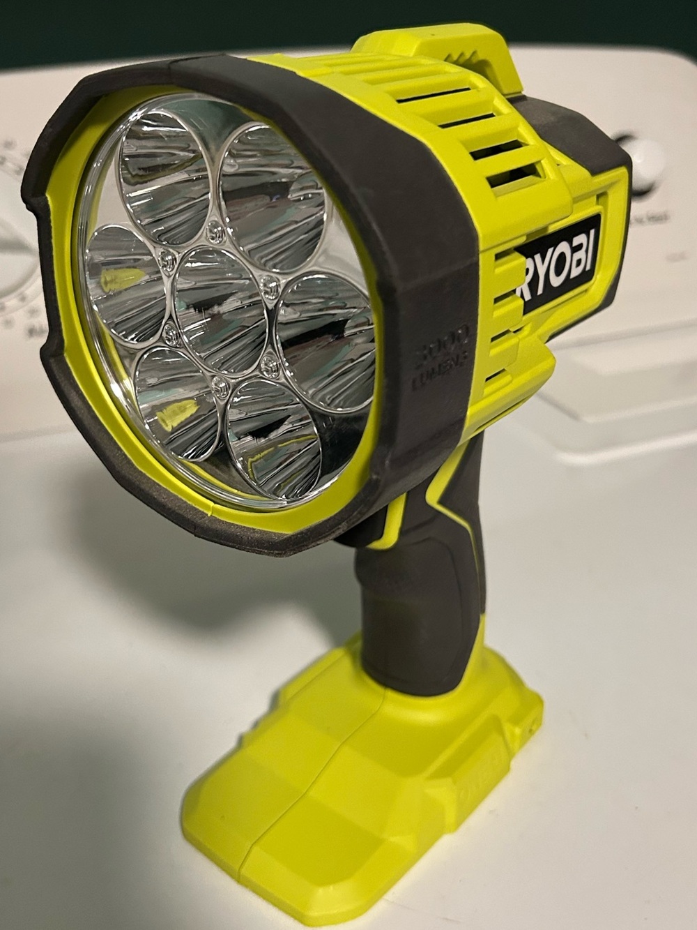Ryobi High-Output LED Spotlight — Neon Yellow/Black